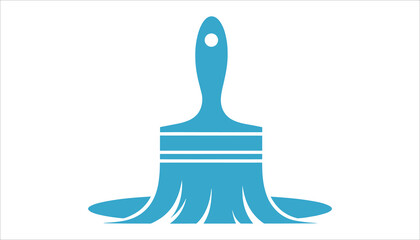 Blue paint brush with bristles spreading out on white background tool