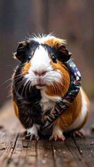Guinea Pig Portrait - A Colorful Rodent with a Stylish Scarf.