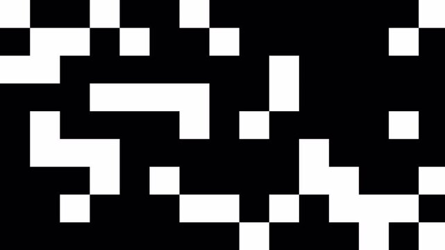 Abstract pixelated transition Pattern on Alpha Channel transparent background. Transition Black and White Masks Templates for Editing Footages. 4k animation video