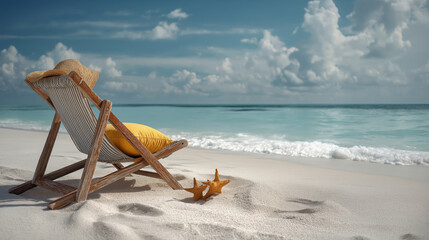 Relaxing Chair by the Peaceful Beach at Sunny Midday