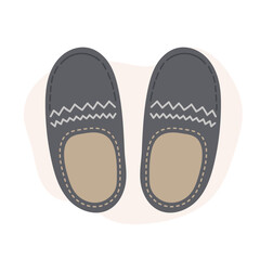 Dark gray men slippers with stitched details, men slippers blending simplicity and comfort, men slippers design symbolizing warmth, relaxation, and everyday coziness, perfect for winter home visuals.