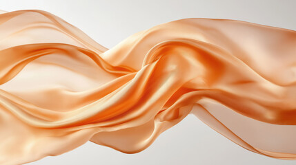 Elegant Orange Silk Fabric Flowing Gracefully Through the Air