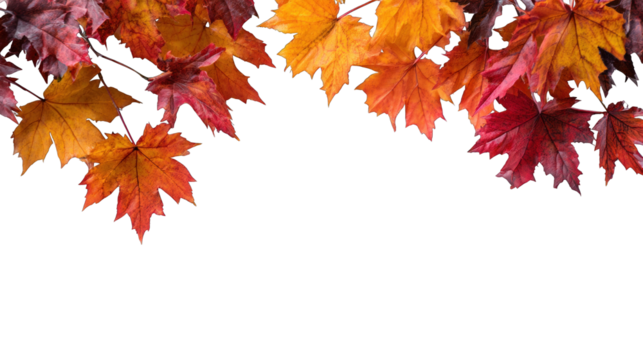 Vibrant autumn leaves in shades of orange and red against a black background, creating a striking visual contrast and a seasonal vibe.