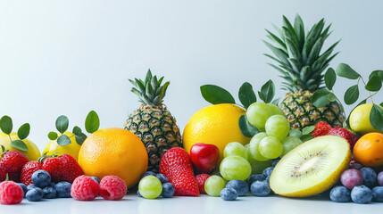 Fresh Fruits Displayed Beautifully on a Light Background