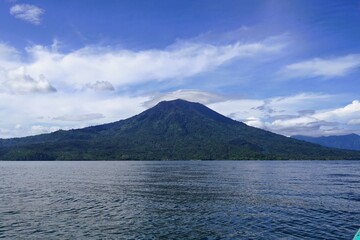 Beautiful views of lakes and hills seen from the ship's window