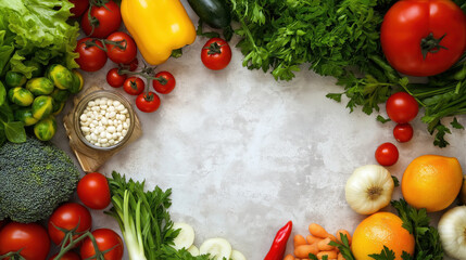 Fresh Vegetables Arranged Beautifully on a Countertop