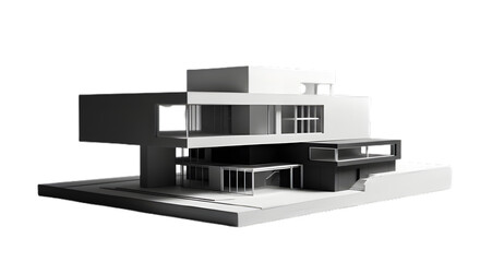Modern architectural model of a house isolated on transparent background
