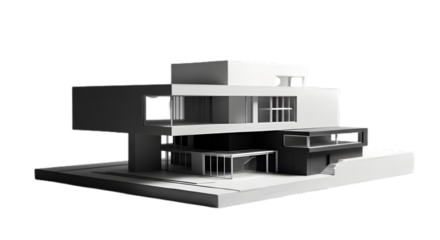 Modern architectural model of a house isolated on transparent background
