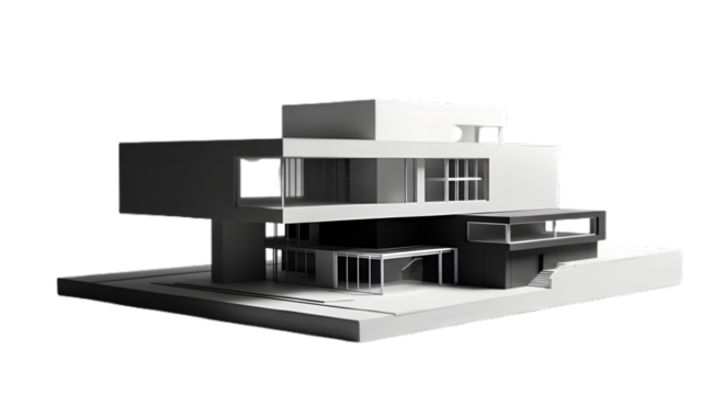 Modern architectural model of a house isolated on transparent background