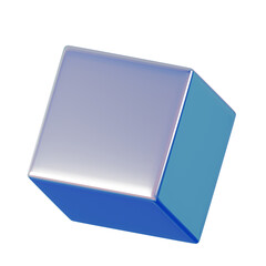 3d Set Geometry shape Cube iridescent Abstract Metallic Color, realistic rendering element design