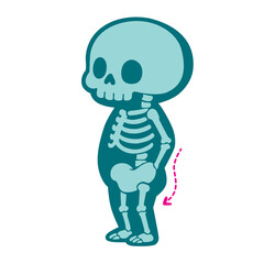 Pelvic tilt x-ray show skeleton, illustration cartoon on white background
