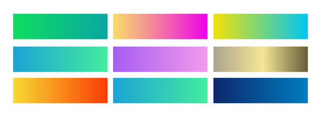 Set of vector gradient web banners. Bright colorful rectangle backgrounds. Abstract vibrant fluid gradient rectangles collection. Childish geometrical vivid liquid colorful social media backgrounds