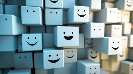 Colorful Cubes With Smiling Faces Create a Joyful Atmosphere