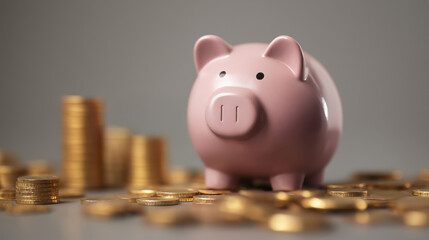 Saving Money With a Piggy Bank Surrounded by Coins