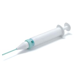 Medical syringe with needle for injection on a white background close up view