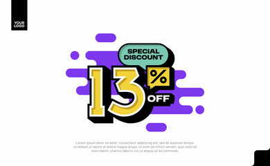Special Discount 13 Percent Off Banner Design in Modern Yellow and Purple Style