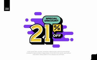 Special Discount 21 Percent Off Banner Design in Modern Yellow and Purple Style