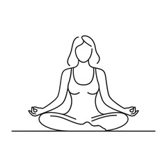 Woman meditating in a serene lotus pose line art illustration