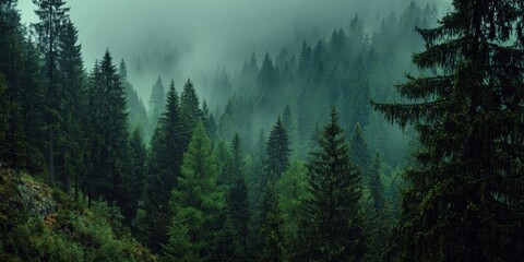 Moody Landscape with Rising Fog and Serene Atmosphere