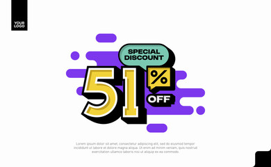 Special Discount 51 Percent Off Banner Design in Modern Yellow and Purple Style