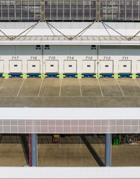 Logistics Warehouse Loading Docks Aerial View