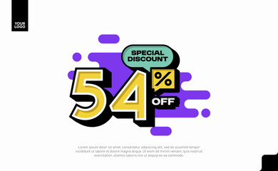Special Discount 54 Percent Off Banner Design in Modern Yellow and Purple Style