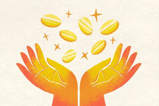 Hands catch money 