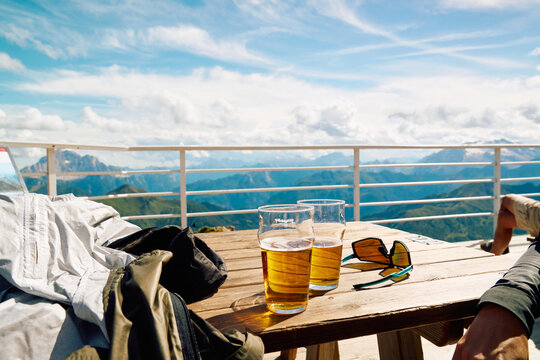 mountaineer Dolomites lifestyle resting beer