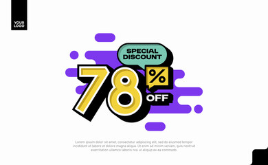 Special Discount 78 Percent Off Banner Design in Modern Yellow and Purple Style
