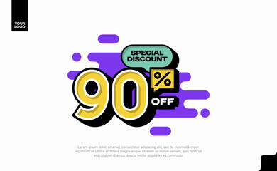 Special Discount 90 Percent Off Banner Design in Modern Yellow and Purple Style
