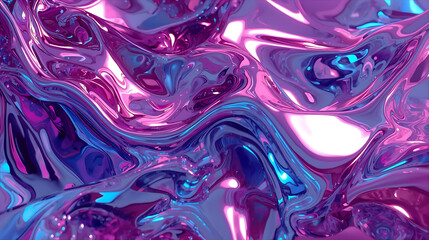 Abstract liquid metal texture with purple and blue colors wallpaper 4k, generative ai