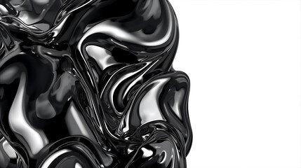 Abstract black fluid art isolated on white background wallpaper 4k, generative ai