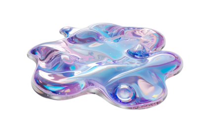 Iridescent blob isolated on transparent background with holographic effect wallpaper 4k, generative ai