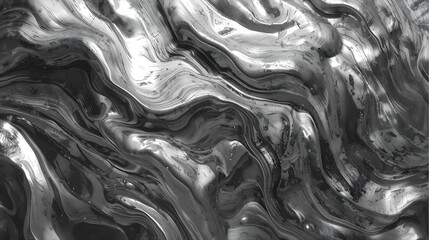 Abstract black and white liquid marble texture background design wallpaper 4k, generative ai