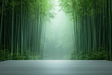 Tranquil Bamboo Forest Pathway with Soft Light and Serene Ambiance for Nature Lovers