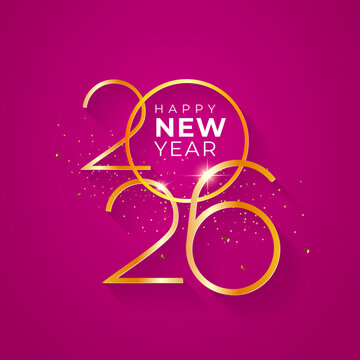Happy 2026 New Year golden logotypo design on vibrant festive background.