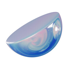 3d Set Geometry shape Half Sphere or Half Ball iridescent Abstract Metallic Color, realistic rendering element design