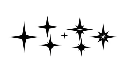 Black starbursts and sparkles arranged in a simple graphic illustration