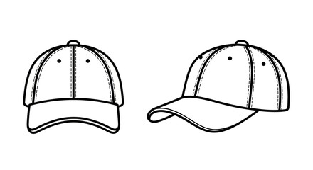 Simple outline drawing of two baseball caps side by side