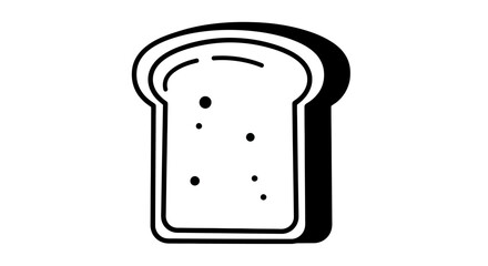 Simple black and white illustration of a single slice of bread