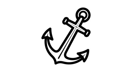 Simple black and white illustration of a classic nautical ship anchor