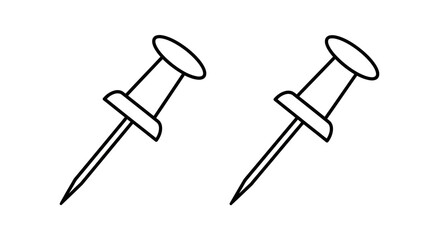 Simple black and white illustration of two push pins displayed clearly