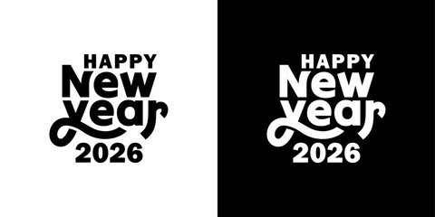 Happy New Year 2026 hand lettering vector design concept