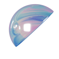 3d Set Geometry shape Half Sphere or Half Ball iridescent Abstract Metallic Color, realistic rendering element design