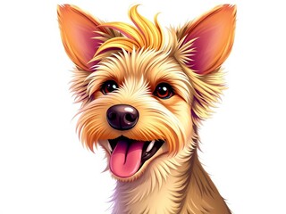 Artistic illustration of a happy dog with a fresh hairstyle,  cute,  groomer