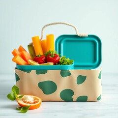An eco-friendly lunch box made from sustainable materials, promoting a greener lifestyle,  green living,  natural materials