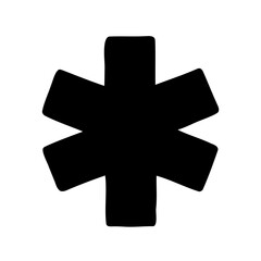 Obraz premium Black and White Emergency Medical Symbol Star of Life Isolated Representation