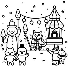 Naklejka premium Cartoon animal circus with performers and acts