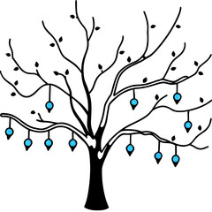 Obraz premium Illustration of a tree with hanging ornaments