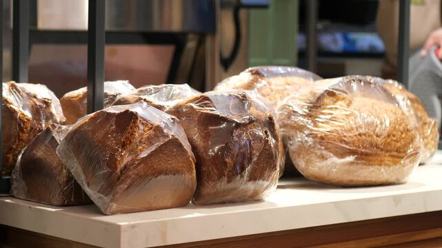 Freshly baked bread displayed in a cozy bakery